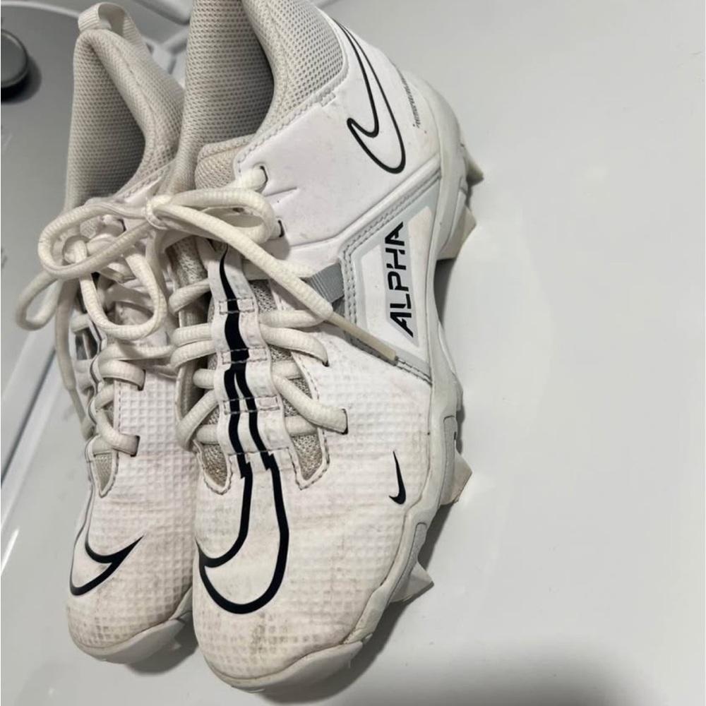 Youth Nike Alpha White and Black Sports Cleats size 3